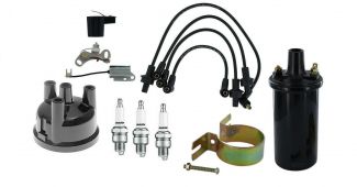 Distributor Ignition Tune up Kit & 12V Coil - Ford Tractor - 3 Cyl Tractor - Copper wires