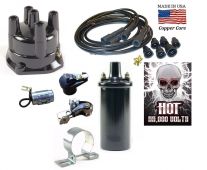 Distributor Ignition Tune up Kit & 12 Hot Volt Coil - Delco Screw-held Distributor ~ 4 Cylinder