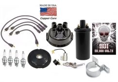 Distributor Ignition Tune up Kit & 12V Hot Coil Allis Chalmers Tractor - Delco Clip-held